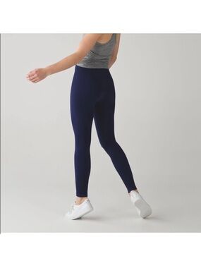 Lululemon Flow and Go Tights Navy Blue Full Length Size 2 Hero Blue
